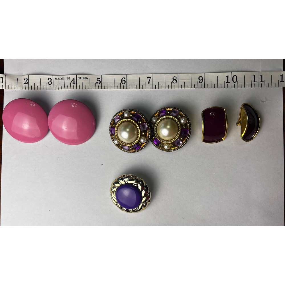 Lot of 3 Pairs Clip On Earrings Vintage Fashion Assorted Styles Retro